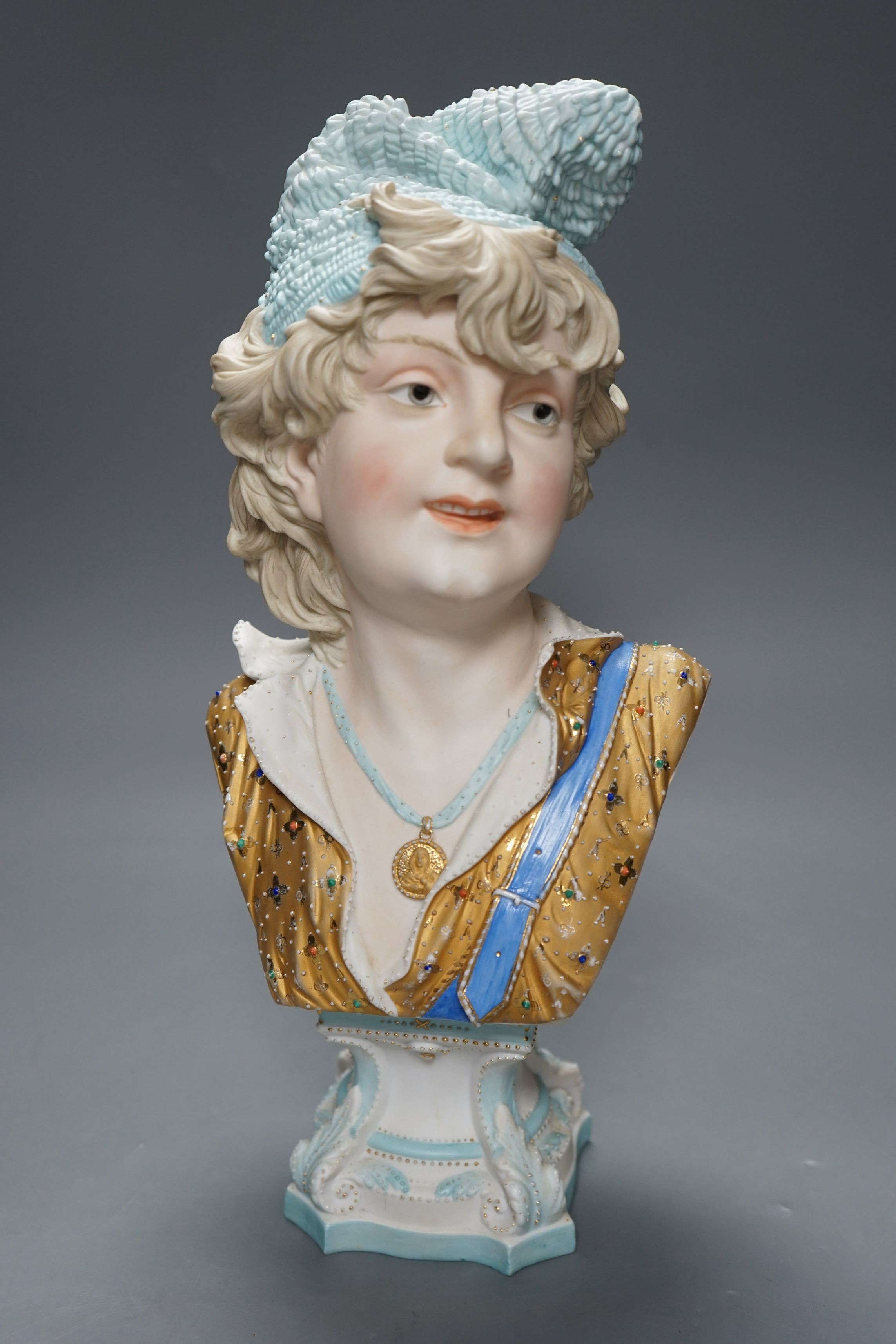 French bisque portrait bust, 38 cms high